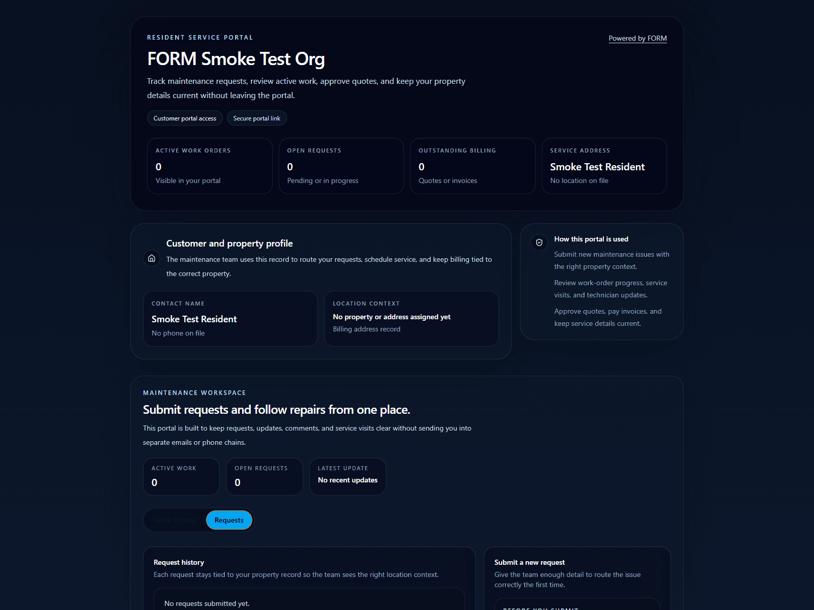 Real FORM customer portal keeping customer-facing visibility tied to operations