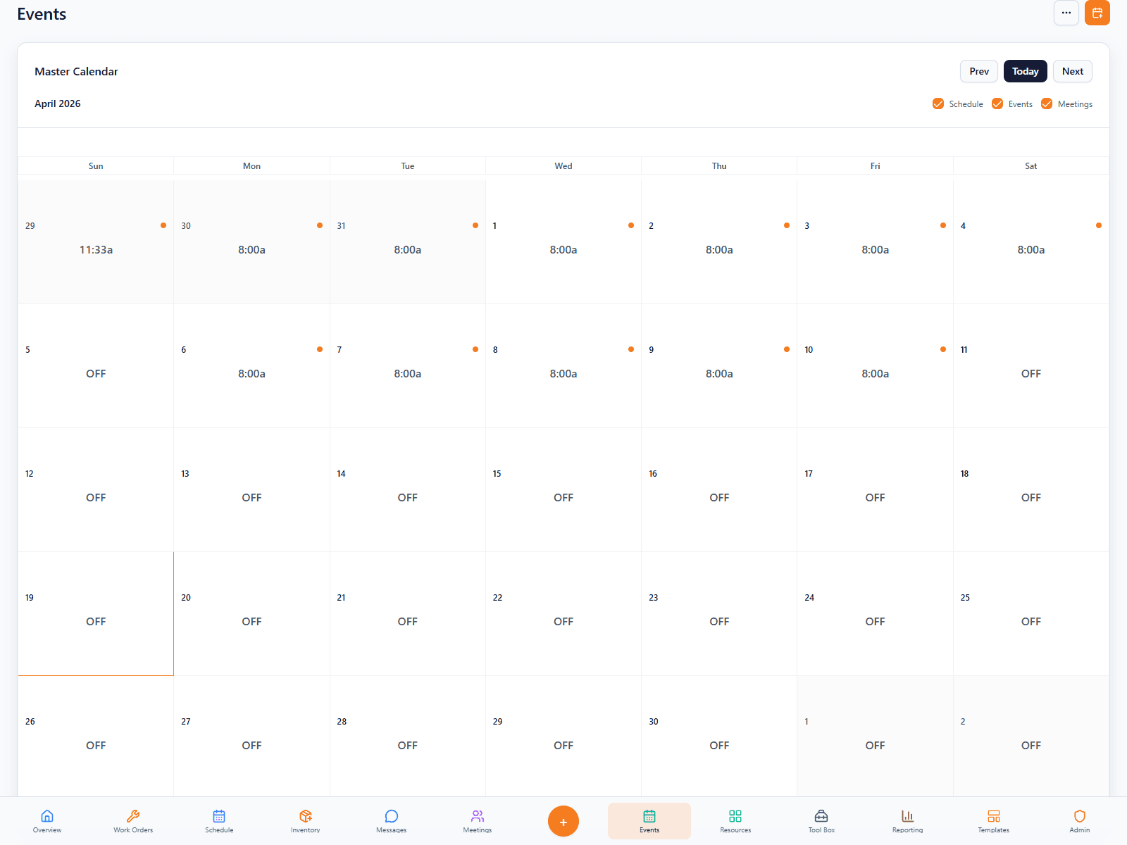 FORM Events workspace preview