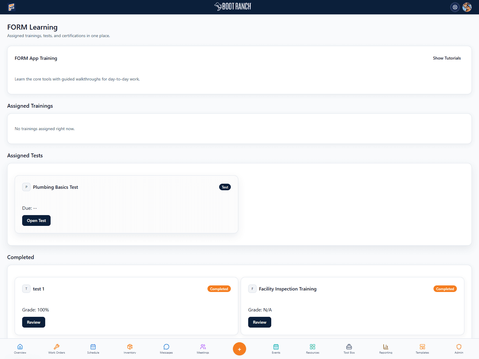 FORM Learning workspace preview