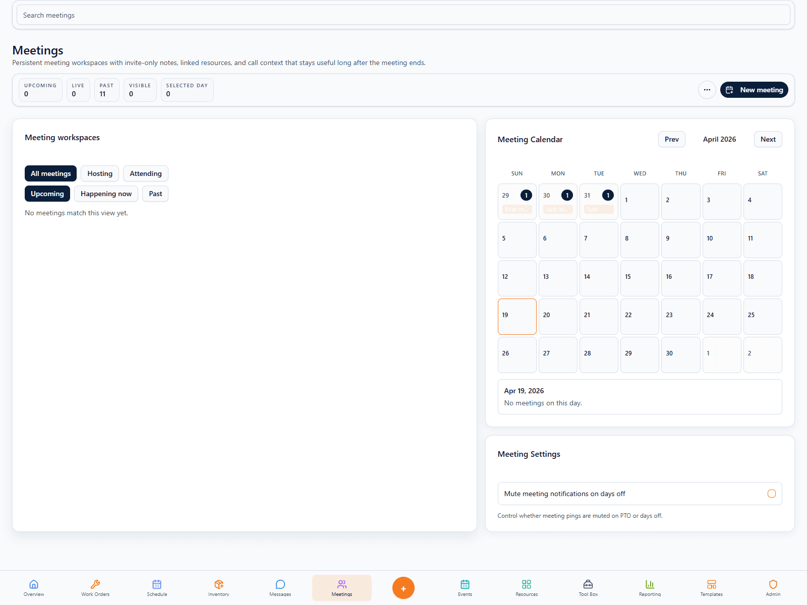 FORM Meetings workspace preview