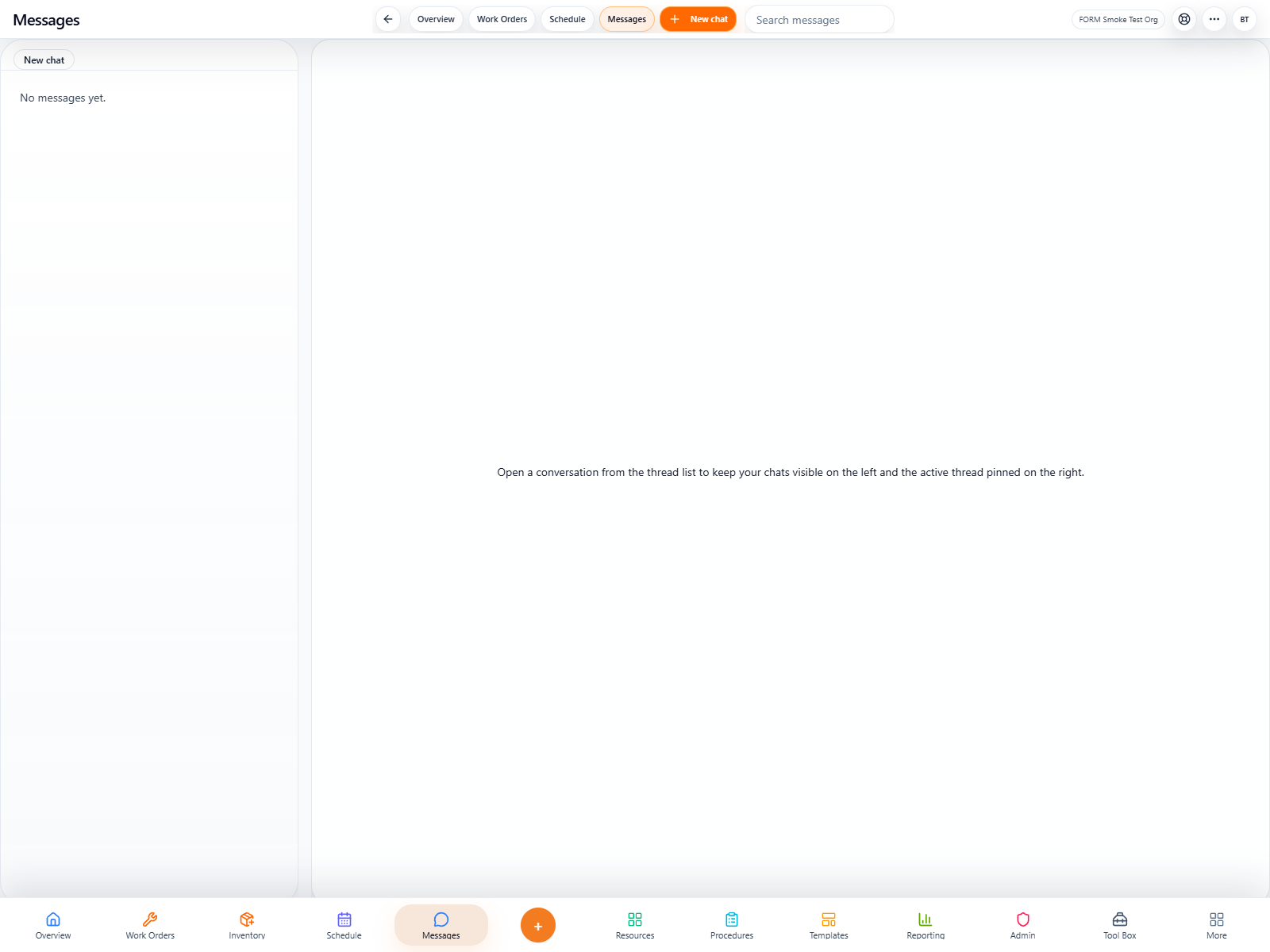 FORM messages list and conversation surface