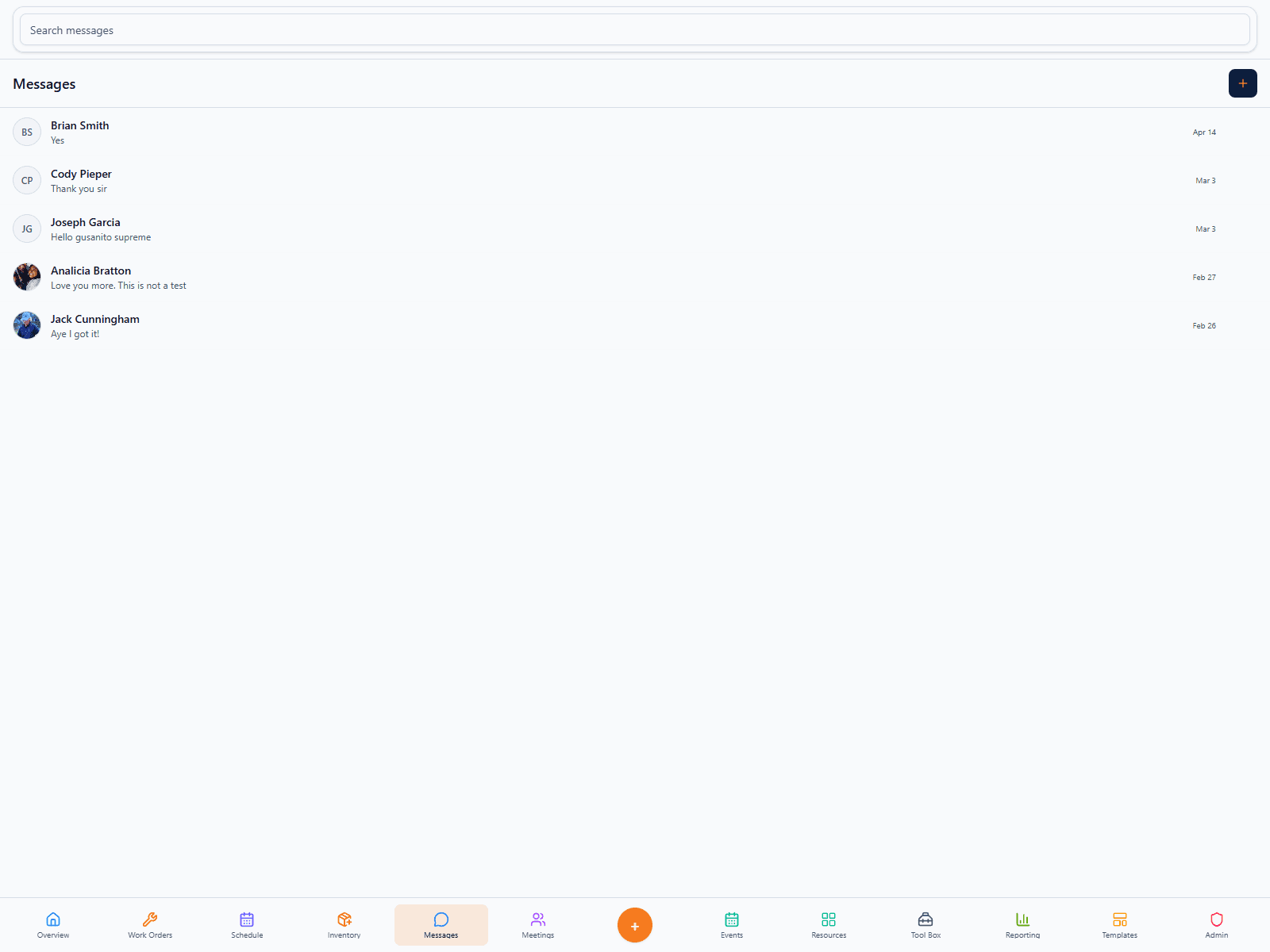 FORM Messages workspace preview