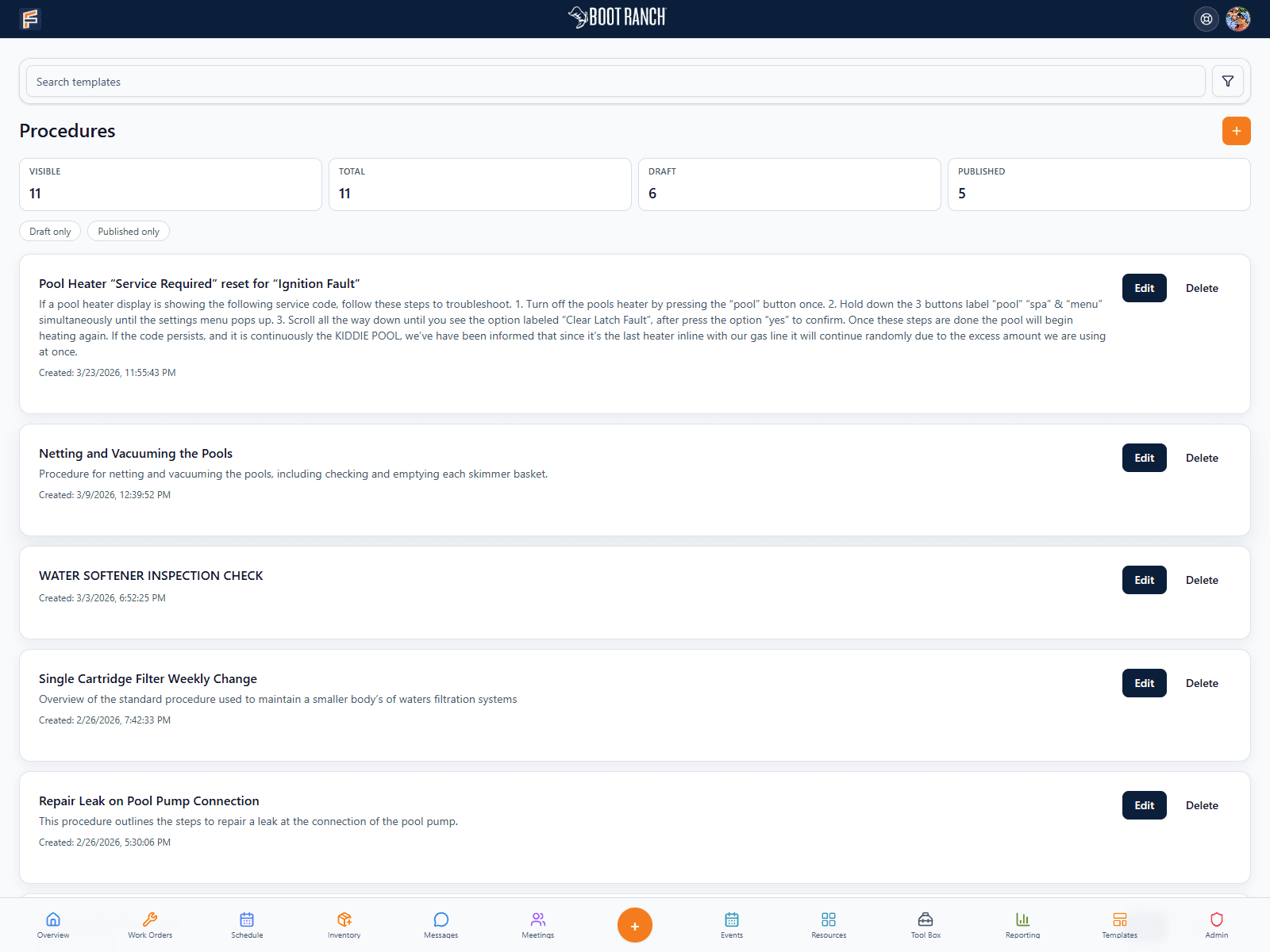 FORM Procedures workspace preview