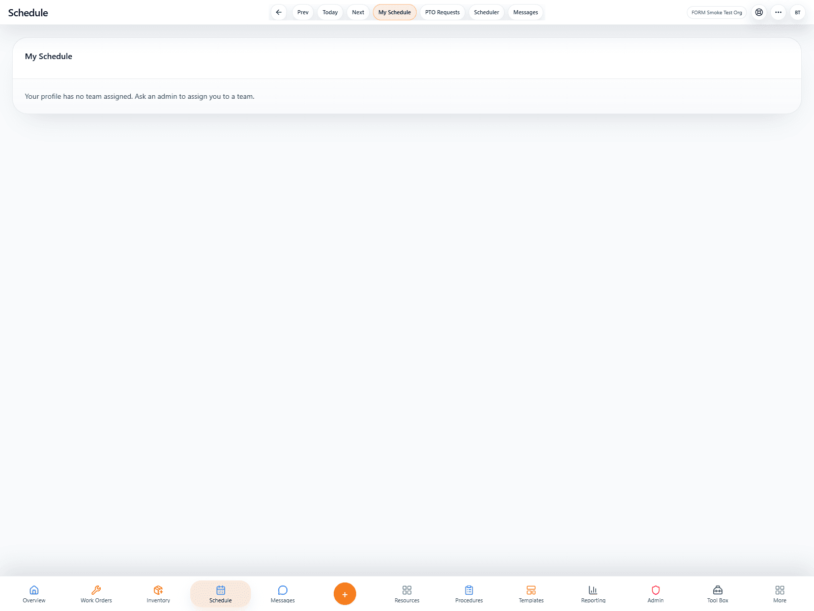 FORM schedule viewer with shift timeline pills